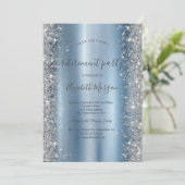Zilveren Glitter Diamanten Blauwe Pensioenfeest Kaart (Staand voorkant)