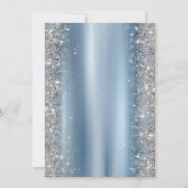 Zilveren Glitter Diamanten Blauwe Pensioenfeest Kaart (Achterkant)