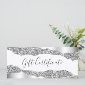 Zilveren Glitter Diamanten Glam Cadeaubon (Staand voorkant)
