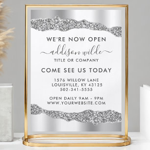 Zilveren Glitter Diamanten Glam Zakelijke Opening Flyer