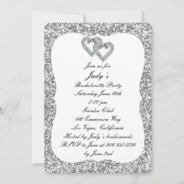 Zilveren Glitter Diamanten Harten Bachelorette Fee Kaart