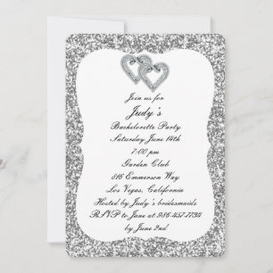 Zilveren Glitter Diamanten Harten Bachelorette Fee Kaart
