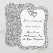 Zilveren Glitter Diamanten Harten Ontvangstkaart Kaart (Voorkant / Achterkant)