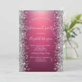 Zilveren Glitter Diamanten Rood Afscheid Feest Kaart (Staand voorkant)