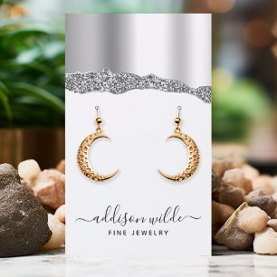 Zilveren Glitter Diamanten Sieraden Oorbellen Disp Visitekaartje