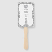 Zilveren Glitter Diamond Hart Huwelijksprogramma F Handwaaier (Achterkant)