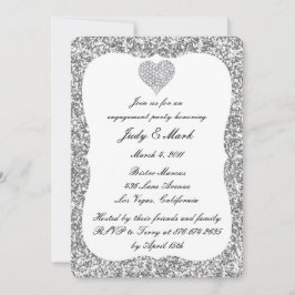 Zilveren Glitter Diamond Hart Verlovingsfeest Kaart