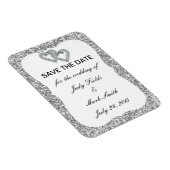 Zilveren Glitter Diamond Hearts Save The Date Magn Magneet (Rechterzijde)