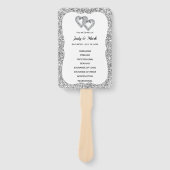 Zilveren Glitter Diamond Hearts Trouwprogramma Fan Handwaaier (Voorkant)