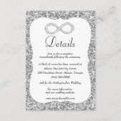 Zilveren Glitter Diamond Infinity Bruiloft Details Informatiekaartje (Voorkant)