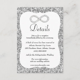 Zilveren Glitter Diamond Infinity Bruiloft Details Informatiekaartje