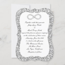 Zilveren Glitter Diamond Infinity bruiloft uitnodi Kaart