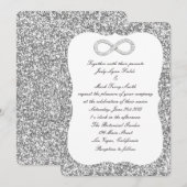 Zilveren Glitter Diamond Infinity bruiloft uitnodi Kaart (Voorkant / Achterkant)