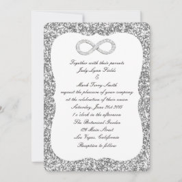 Zilveren Glitter Diamond Infinity bruiloft uitnodi Kaart