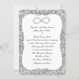 Zilveren Glitter Diamond Infinity bruiloft uitnodi Kaart