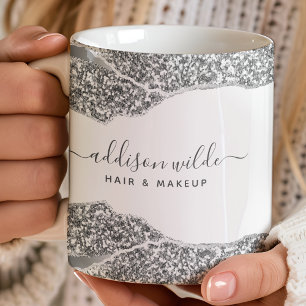 Zilveren Glitter Diamonds Glam Zakelijk Koffiemok