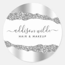 Zilveren Glitter Diamonds Glam Zakelijk Ronde Sticker