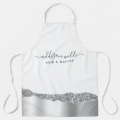 Zilveren Glitter Diamonds Glam Zakelijk Schort (Voorkant)