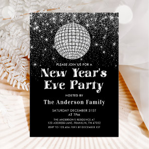 Zilveren Glitter Disco Ball Oudejaarsavond Party Kaart