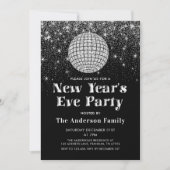 Zilveren Glitter Disco Ball Oudejaarsavond Party Kaart (Voorkant)