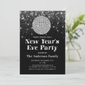 Zilveren Glitter Disco Ball Oudejaarsavond Party Kaart (Staand voorkant)