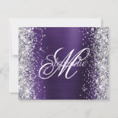 Zilveren Glitter Donker Paarse Folie 50e Verjaarda (Achterkant)