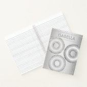 Zilveren glitter donuts naam moderne trendy girly notitieboek (Binnen)