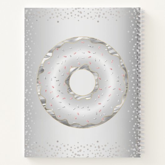 Zilveren glitter donuts naam moderne trendy girly notitieboek (Achterkant)
