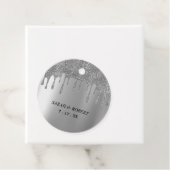 Zilveren Glitter Drip Bruiloft Bedankjes Labels (In situ)