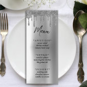Zilveren Glitter Drip Bruiloft Receptie Menu