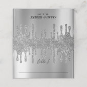 Zilveren Glitter Drip Bruiloft Receptie Plaatskaartje (Buitenkant ongevouwen)