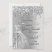Zilveren Glitter Drip Quinceanera Verjaardag Kaart (Voorkant)