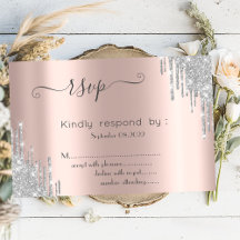 Zilveren Glitter Drips Bat Mitzvah RSVP