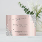  Zilveren Glitter Drips Bat Mitzvah RSVP   Kaart (Staand voorkant)