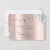  Zilveren Glitter Drips Bat Mitzvah RSVP   Kaart (Voorkant)