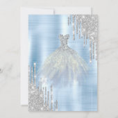 Zilveren Glitter Drips Blauwe Jurk Blauw Metallic Kaart (Achterkant)