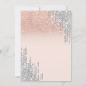 Zilveren Glitter Drips Blush Pink Sweet 16 Kaart (Achterkant)