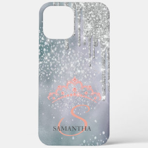 Zilveren Glitter Drips Diamonds Tiara Holografisch Case-Mate iPhone Case