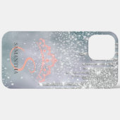 Zilveren Glitter Drips Diamonds Tiara Holografisch Case-Mate iPhone Case (Achterkant (horizontaal))