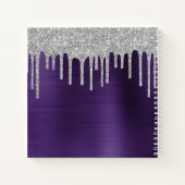 Zilveren Glitter Drips Donker Violet 21e Verjaarda Notitieboek (Achterkant)