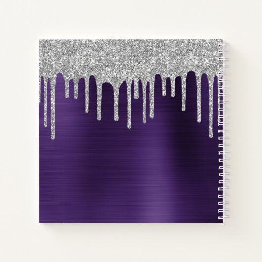 Zilveren Glitter Drips Donker Violet 21e Verjaarda Notitieboek (Achterkant)