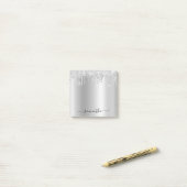 Zilveren Glitter Drips Glans Post-it® Notes (Op bureau)