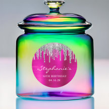 Zilveren Glitter Drips Hot Pink 50th Verjaardag