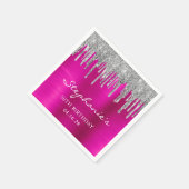 Zilveren Glitter Drips Hot Pink 50th Verjaardag Servet (Hoek)