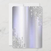 Zilveren Glitter Drips Jurk Violet Quinceañera Kaart (Achterkant)