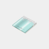 Zilveren Glitter Drips Licht Teal Glans Post-it® Notes (Schuin)