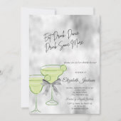 Zilveren Glitter Drips Martini Strik Bruidsdouche Kaart (Voorkant)