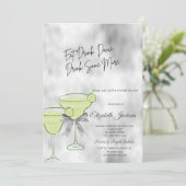 Zilveren Glitter Drips Martini Strik Bruidsdouche Kaart (Staand voorkant)