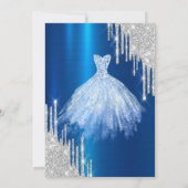 Zilveren Glitter Drips, Metallic Blauwe Jurk Sweet Kaart (Achterkant)