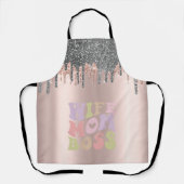 Zilveren Glitter Drips Roos Goud Vrouw Mam Boss Schort (Voorkant)